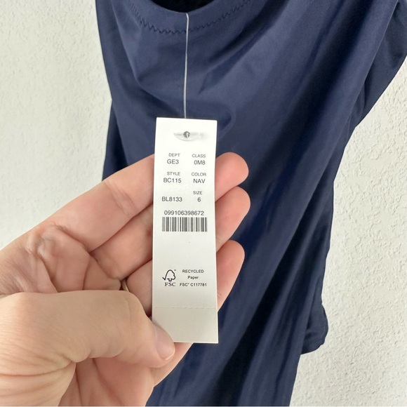 NEW J.Crew Navy Blue Gemma Ruched Bandeau Halter Strap One Piece Swim Swimsuit 6 - Picture 8 of 8